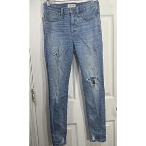 Madewell 9"‎ High Rise Skinny Jeans Women's Size 27 Blue Medium Wash Distressed